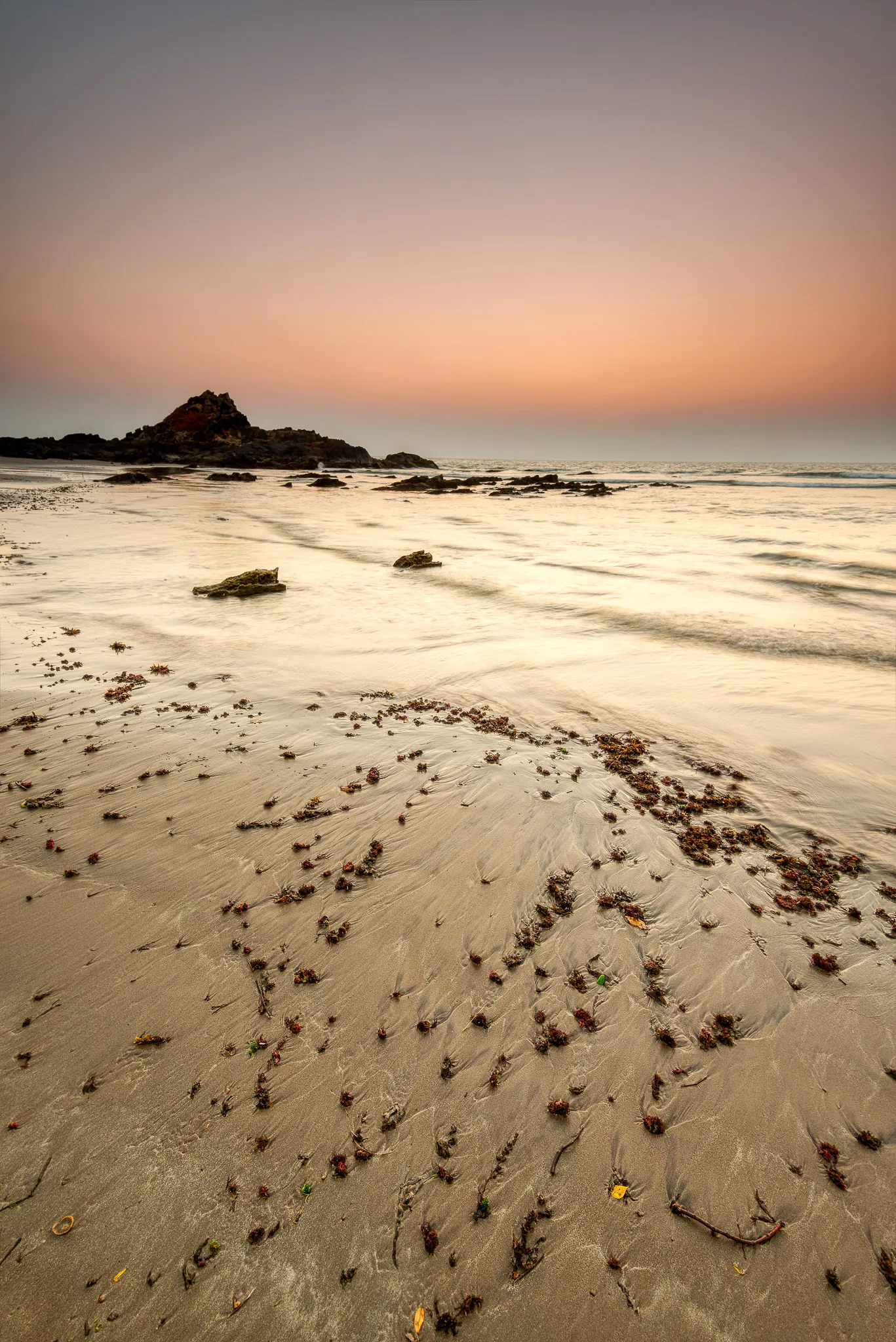 Beach with seaweed patterns